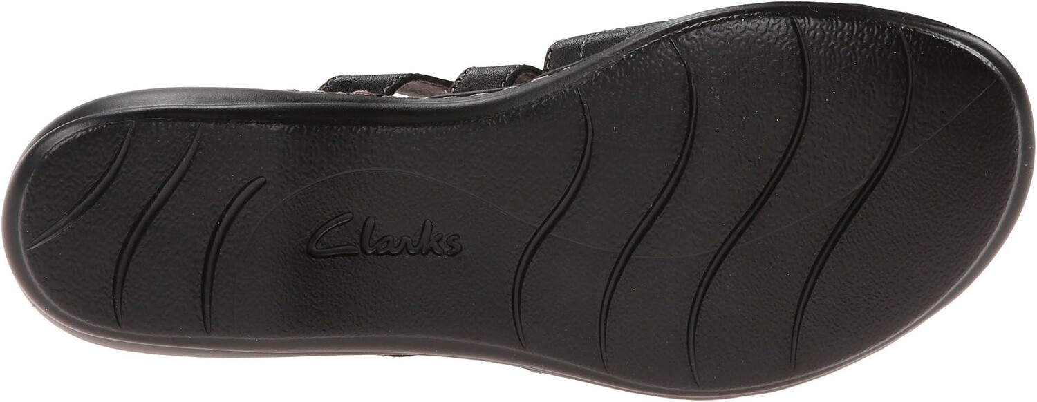 Сандалии на плоской подошве Leisa Cacti Q Clarks, черная кожа — фото 3