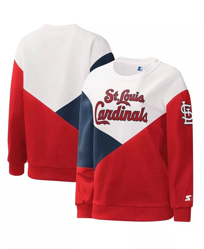 

Женская белая, красная футболка-свитшот St. Louis Cardinals Shutout Starter