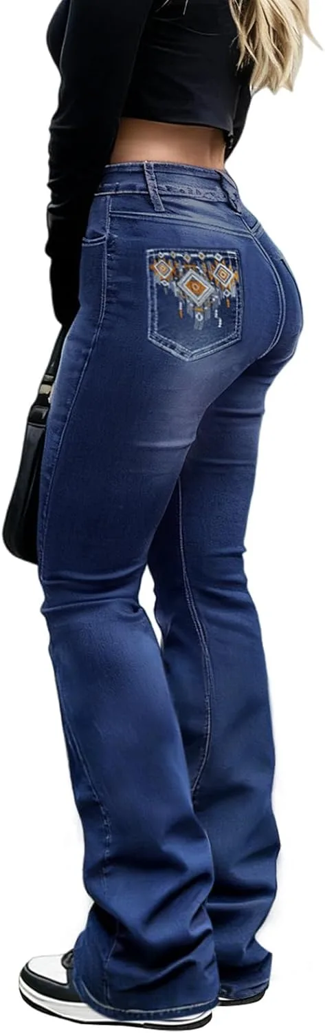 

Джинсы Flare для женщин Plus Size Bootcut с вышивкой Cuyulitcik