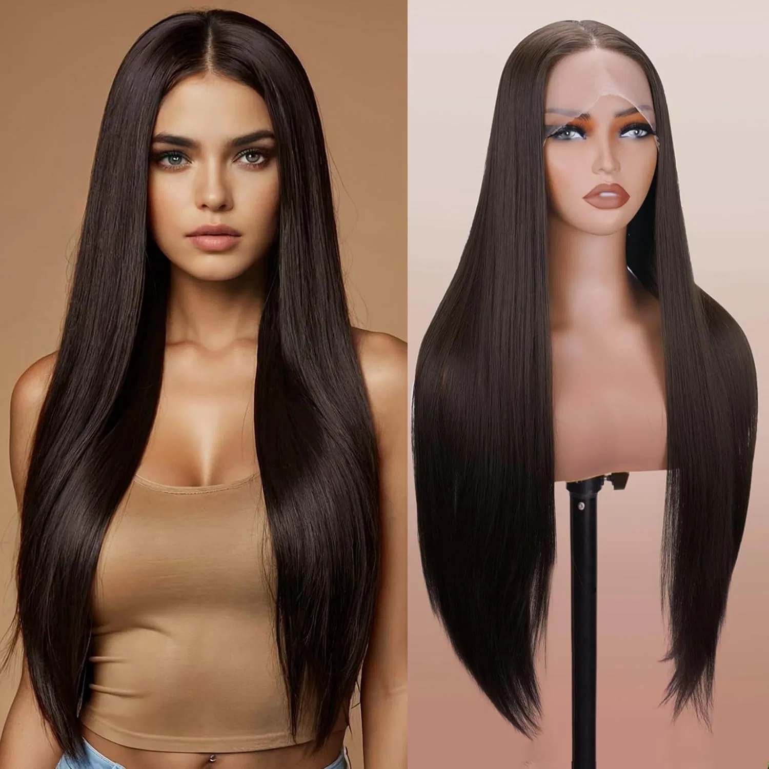Длинный прямой парик «Lace Front» от PORSMEER Porsmeer, Dark Brown