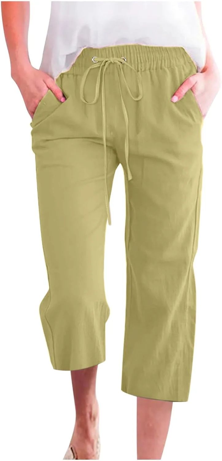 

Женские капри с завязками и высокой талией