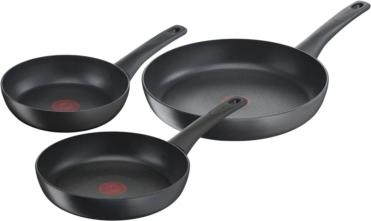 

Набор сковородок Tefal Ultimate On, алюминий, (набор, 3 шт, набор сковородок Tefal Ultimate On 3 шт (20, 24, 28 см), антипригарное покрытие, индикатор температуры, индукция Ø 28 см, черный