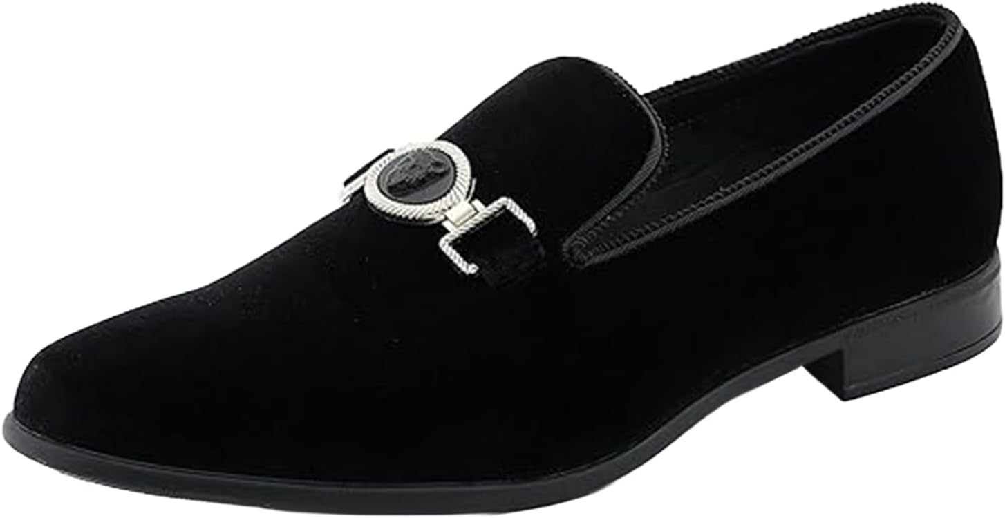 

Мужские лоферы Amali Velvet Slip-On с львиным декором, тапочки для смокинга, лоферы с металлической цепочкой, черный