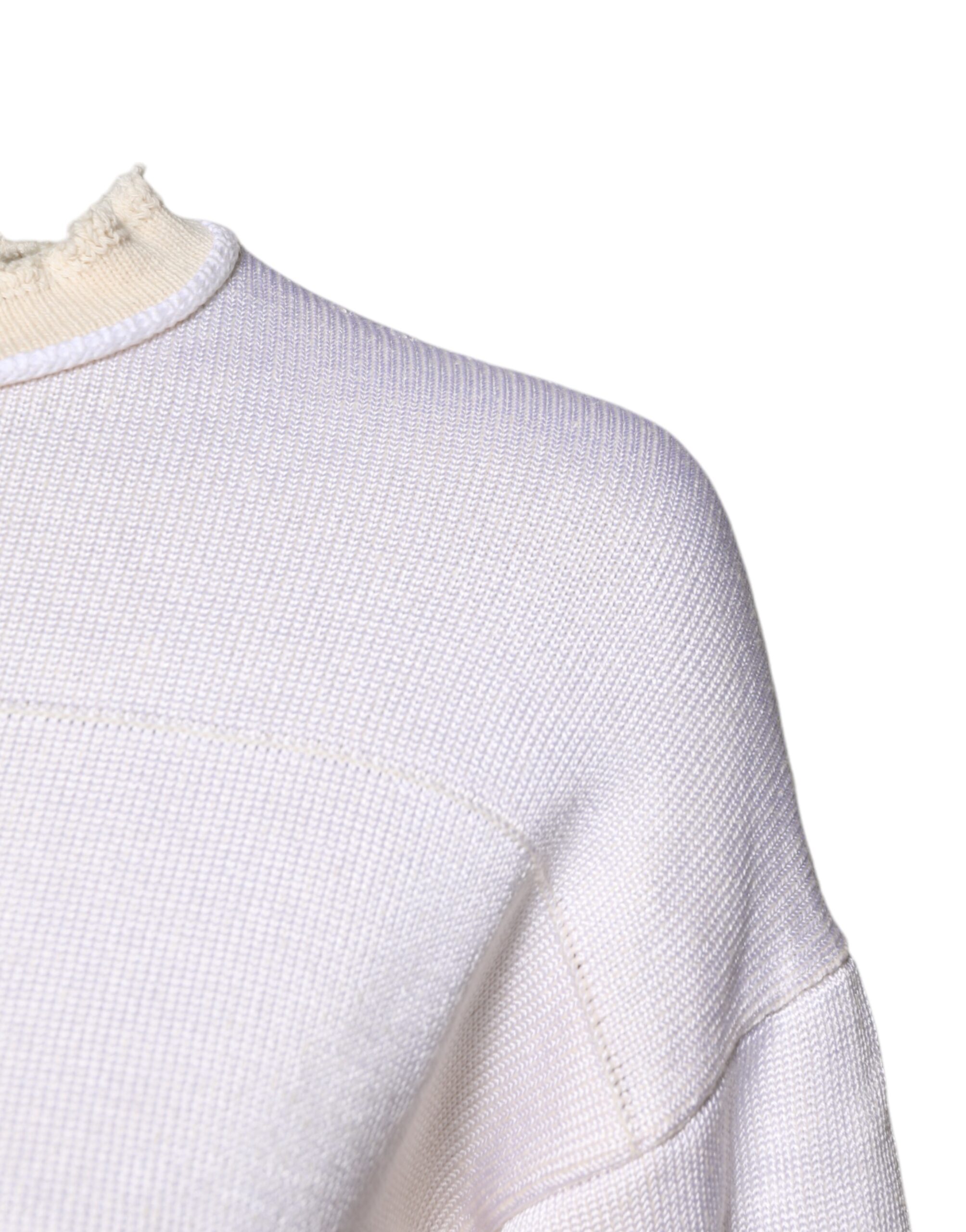 Белый вискозный свитер с круглым вырезом и длинными рукавами Jil Sander — фото 2