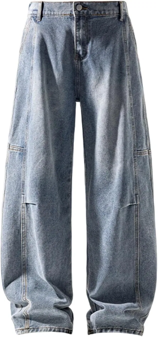 Джинсы свободные, Y2K Streetwear, синие
