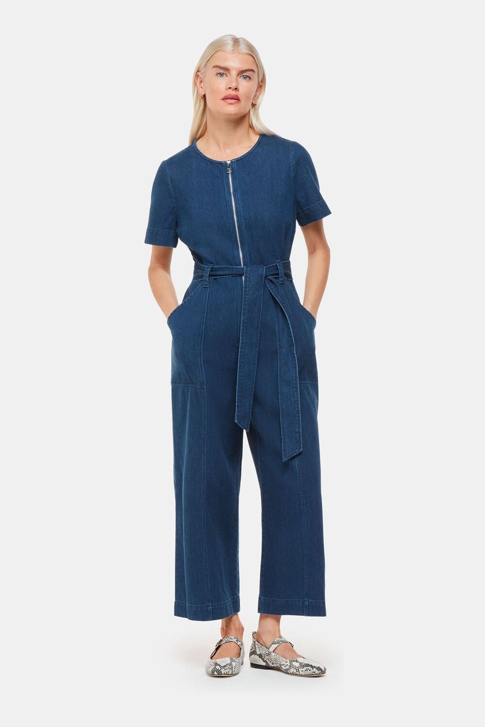 

Джинсовый комбинезон Petite с короткими рукавами Whistles, синий