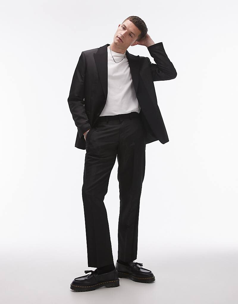 

Черный пиджак свободного кроя из смешанных материалов Topman