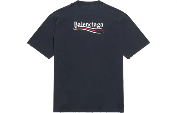 Футболка political campaign t-shirt large fit 'washed black' Balenciaga, черный — фото 2