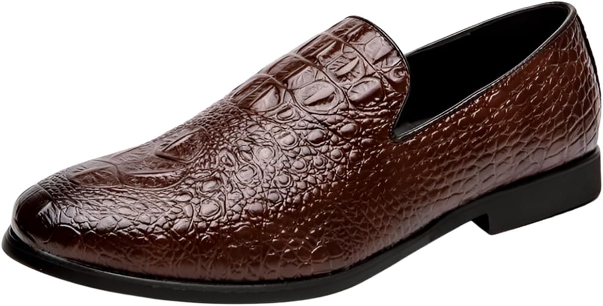 

Мужские лоферы Santimon с крокодиловым узором, удобные слипоны, модная обувь для костюма и смокинга, коричневый