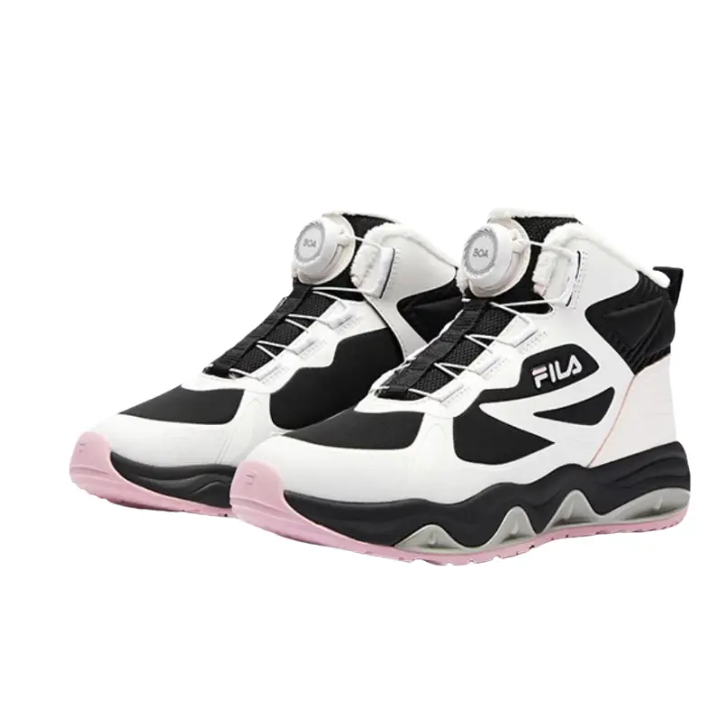 FILA KIDS Высокие детские уличные кроссовки BOA устойчивые к истиранию White/Black/Blush Pink — фото 4