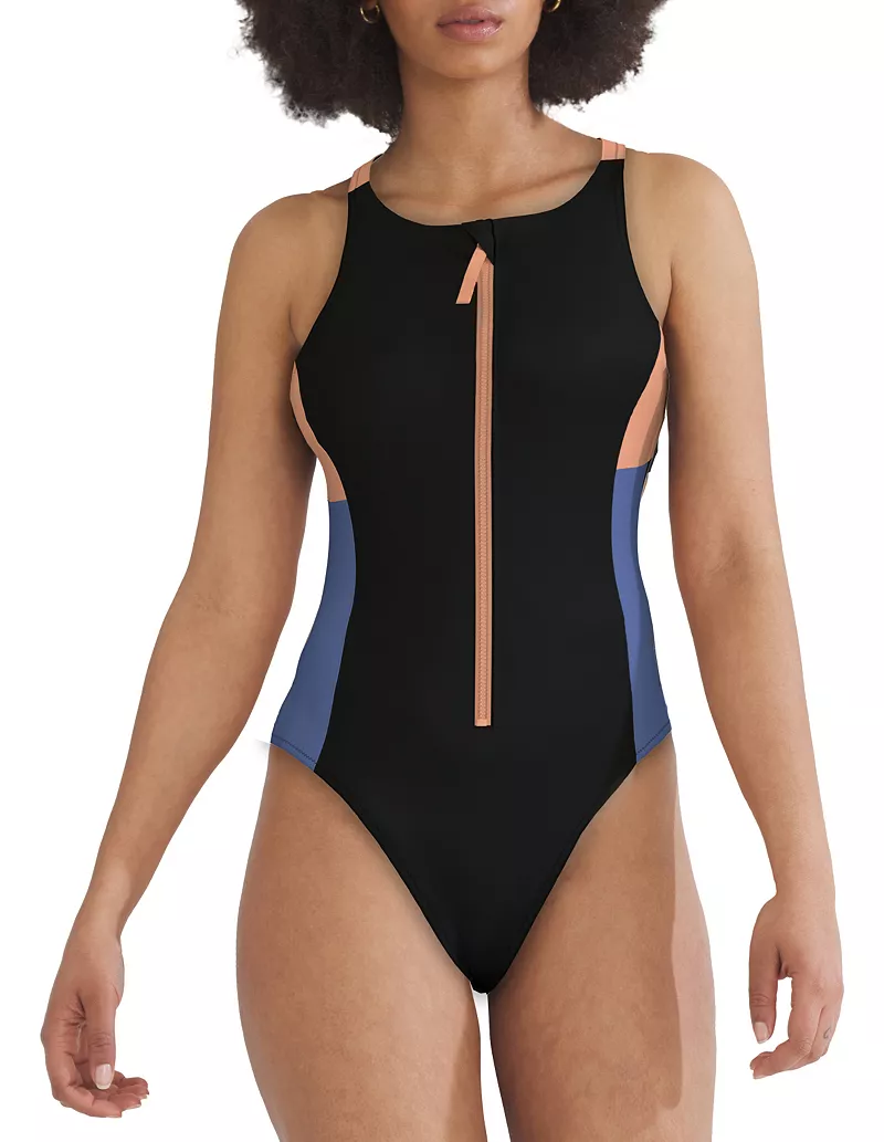 

Женский цельный купальник на молнии с цветными блоками Speedo, антрацит