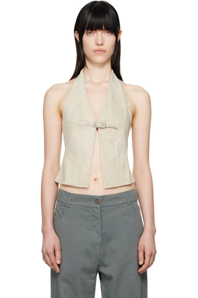 

Эксклюзивная бежевая майка-топ Beverly Denim от SSENSE Gimaguas