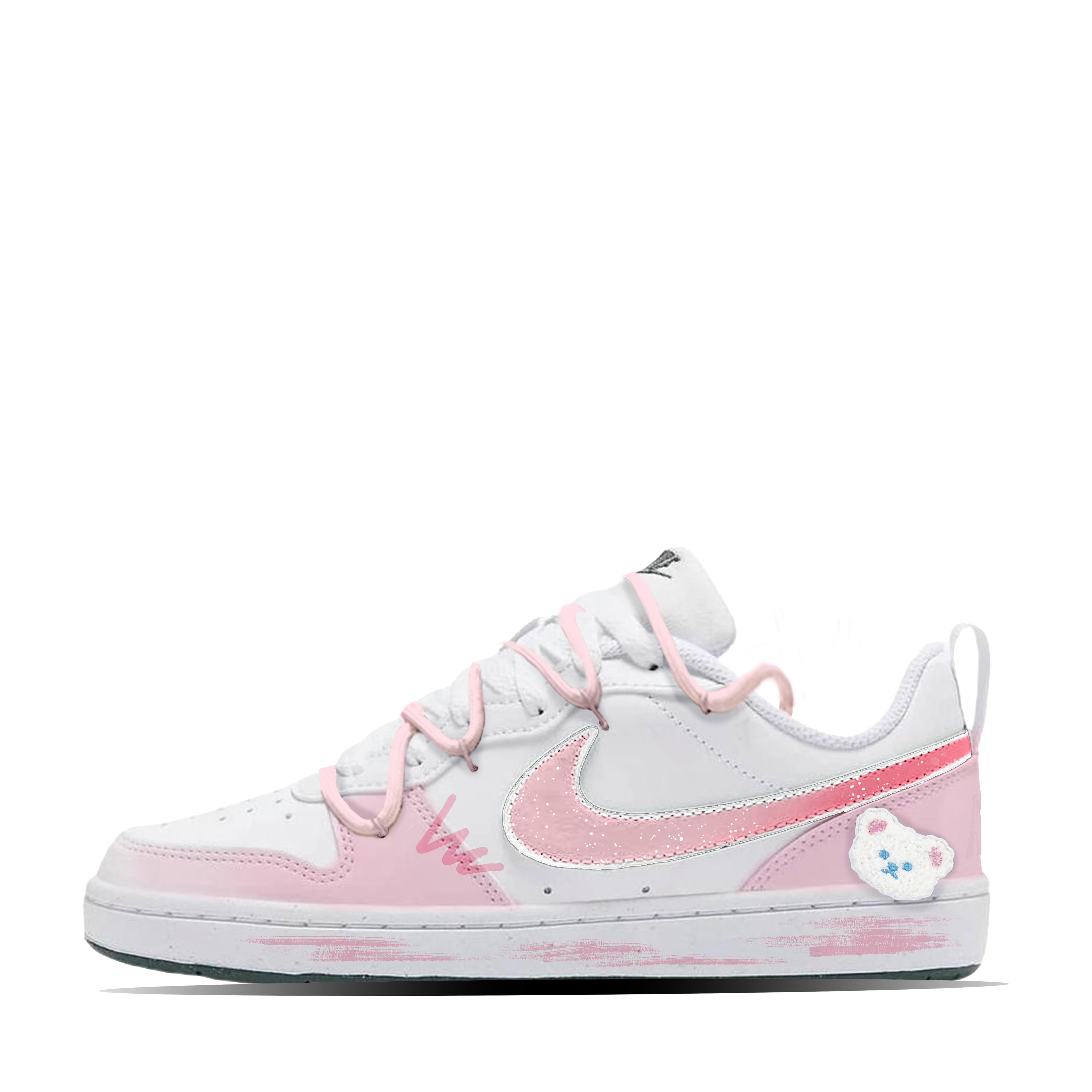 

Nike Детские кроссовки для скейтбординга Court Borough Pink Glutinous Bear с нескользящей подошвой и износостойкими протекторами