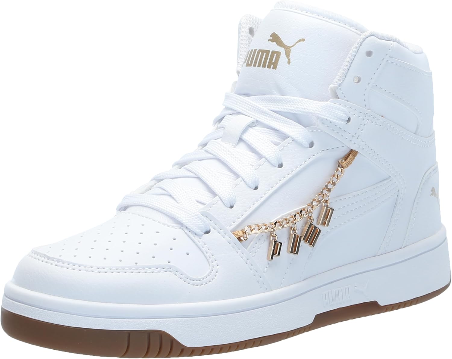 

Кроссовки PUMA Rebound Layup Mid для мальчиков, белый/золотой