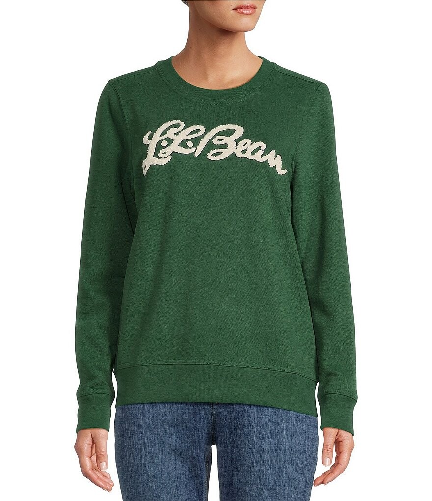 

L.L.Bean1912 Мягкая и уютная толстовка с круглым вырезом и логотипом, зеленый