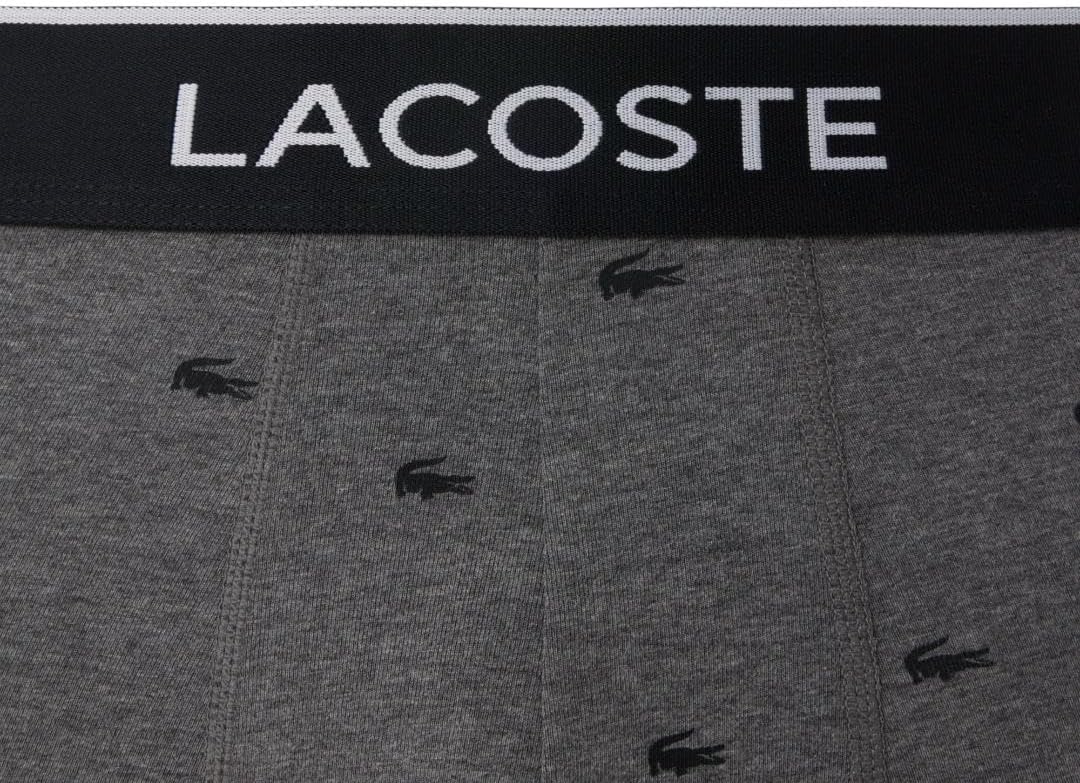 Трусы-боксеры Lacoste, мужские, комплект из 3 штук, принт крокодила, черный/угольный/голубовато-серый — фото 2