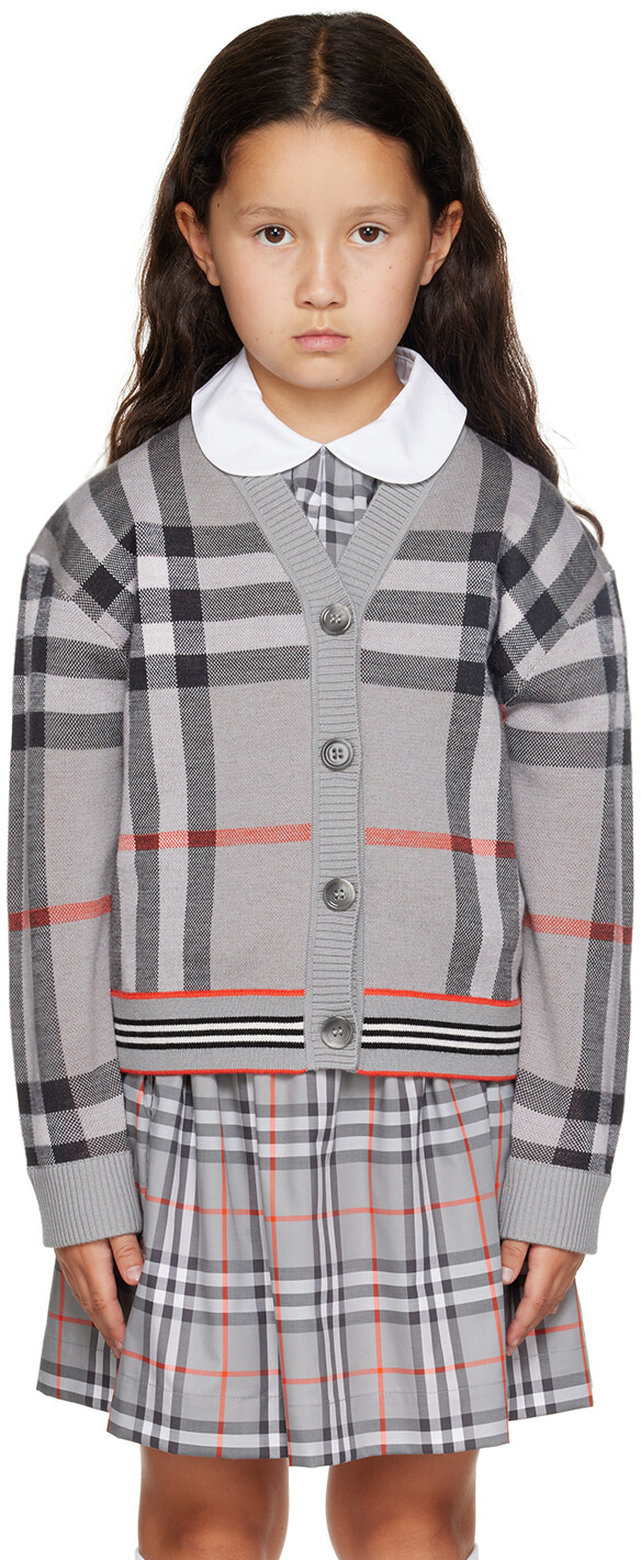 

Детский серый кардиган в клетку Burberry
