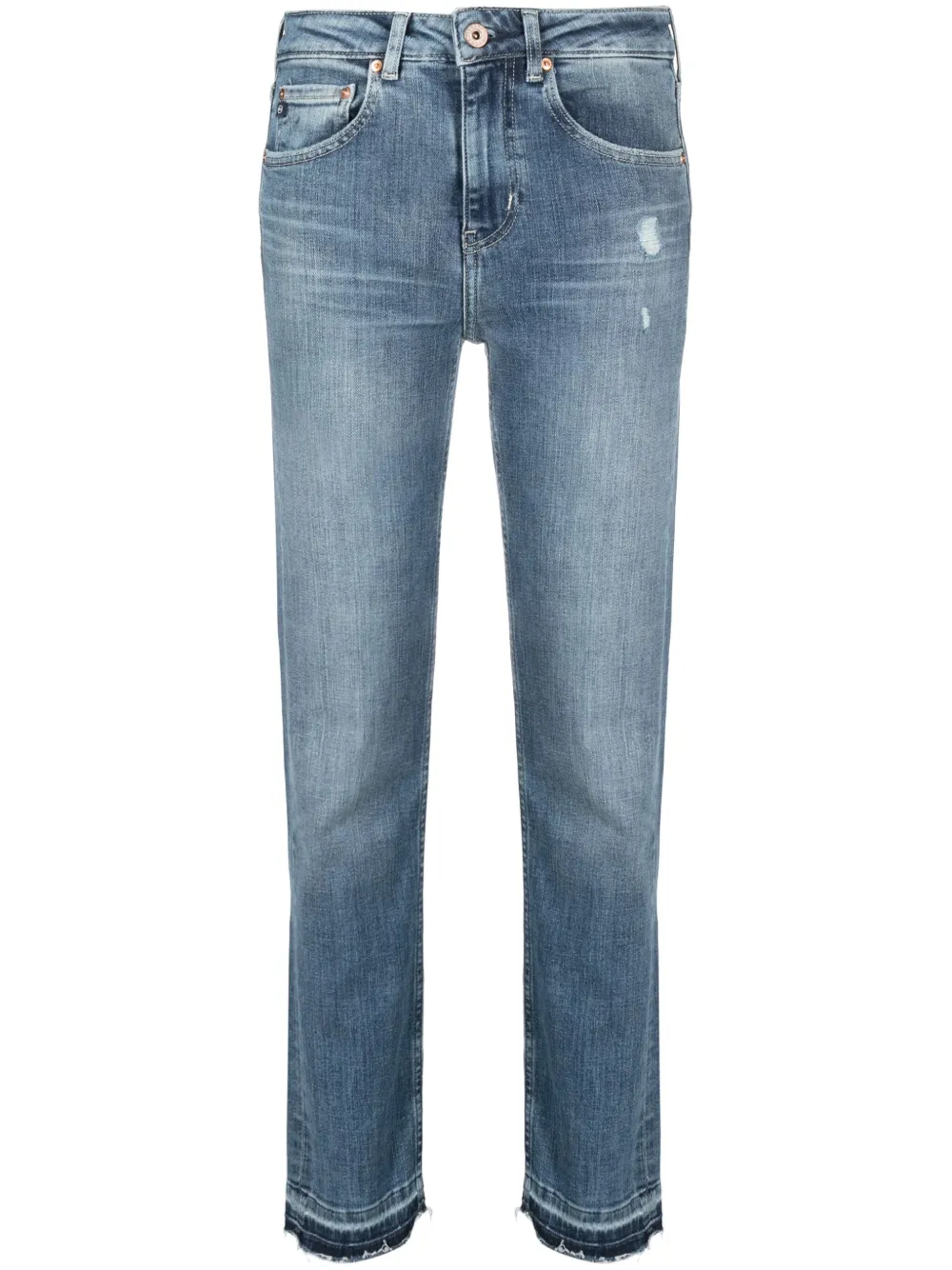 

Зауженные джинсы Girlfriend с эффектом потертости AG Jeans, синий