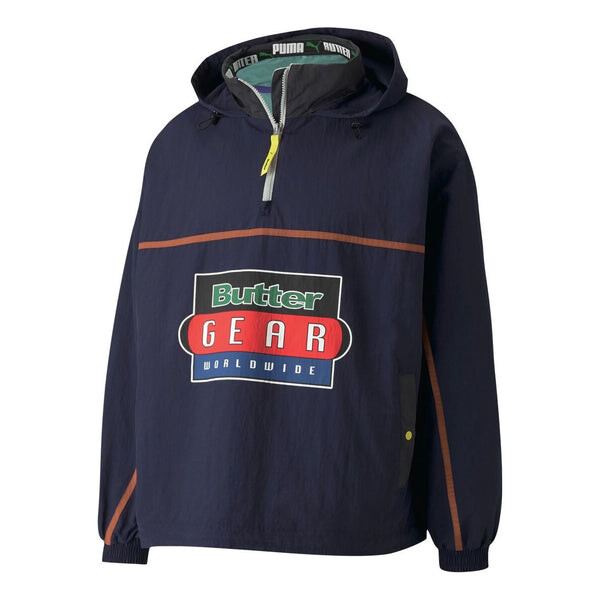 

Куртка x butter goods lightweight pop over top half zip hoodie 'navy' Puma, синий