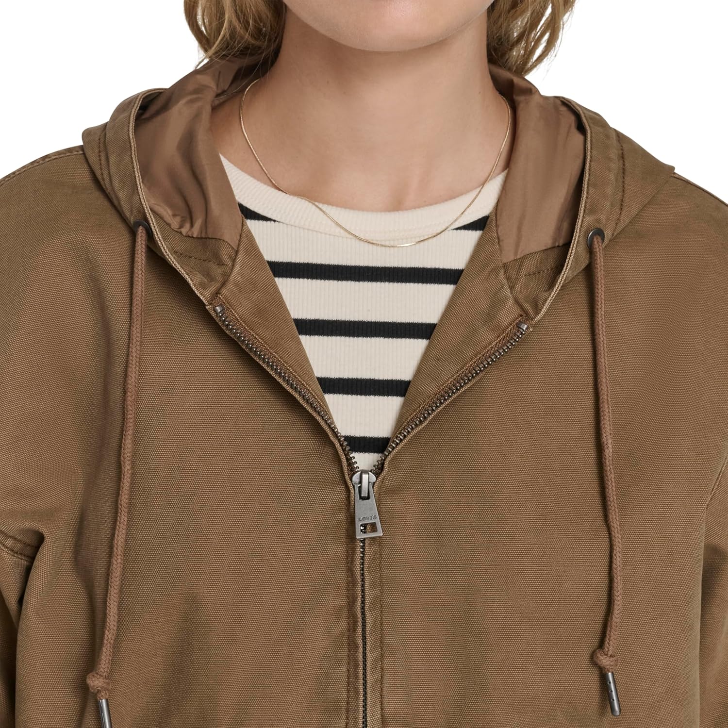 Женская куртка-бомбер Levi's Workwear Hoody Bomber (стандартные и большие размеры), Worker Brown (Unfilled) — фото 4