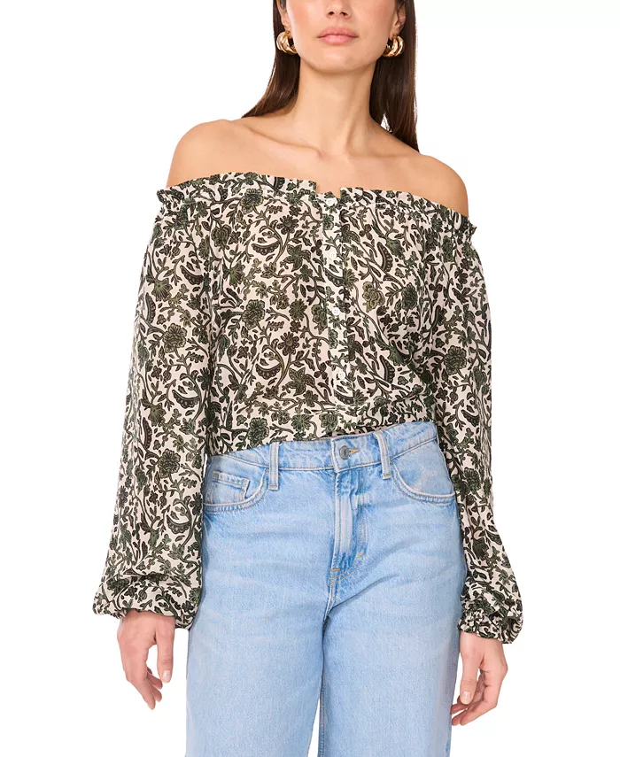 

Женский топ с открытыми плечами и длинными рукавами Vince Camuto, зеленый