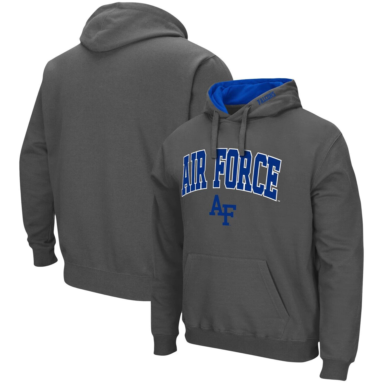 

Мужской пуловер с капюшоном Colosseum Charcoal Air Force Falcons Arch & Logo 3.0