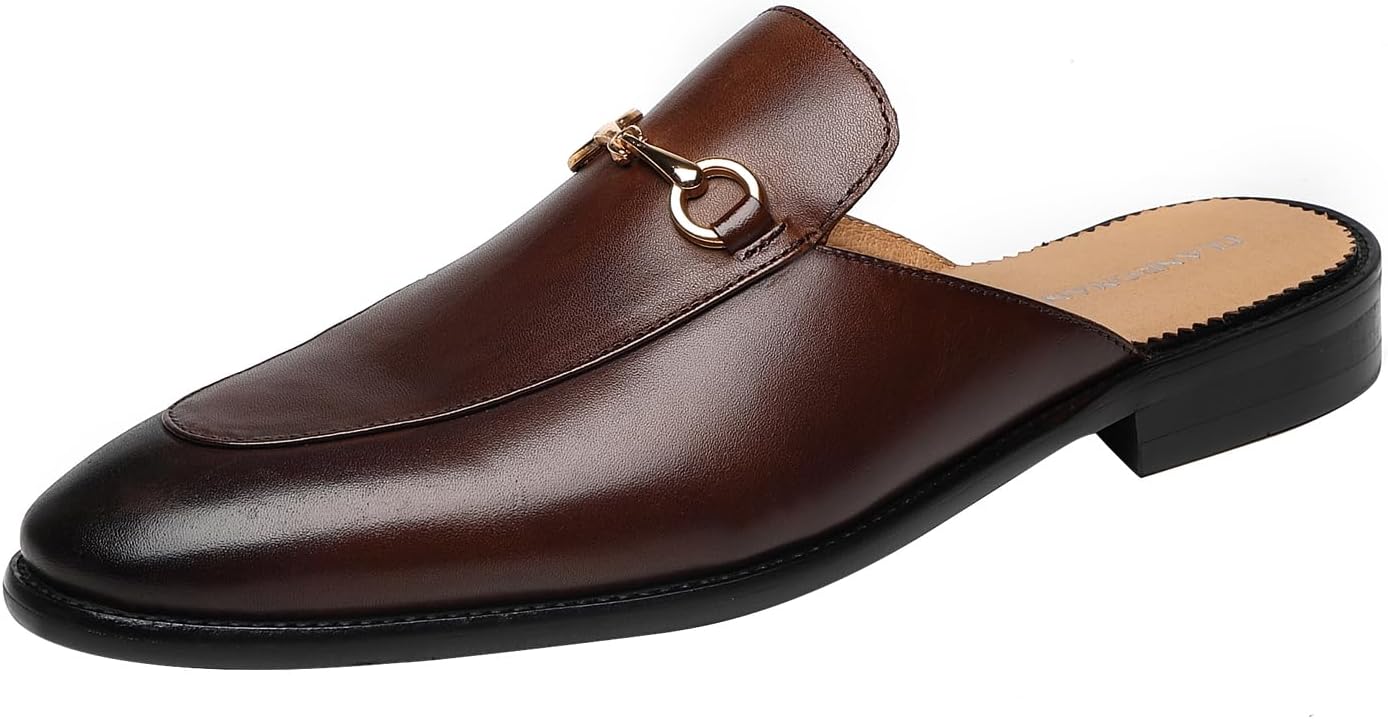 

Мужские мокасины ELANROMAN без задника из натуральной кожи с пряжкой в виде лошади, Coffee