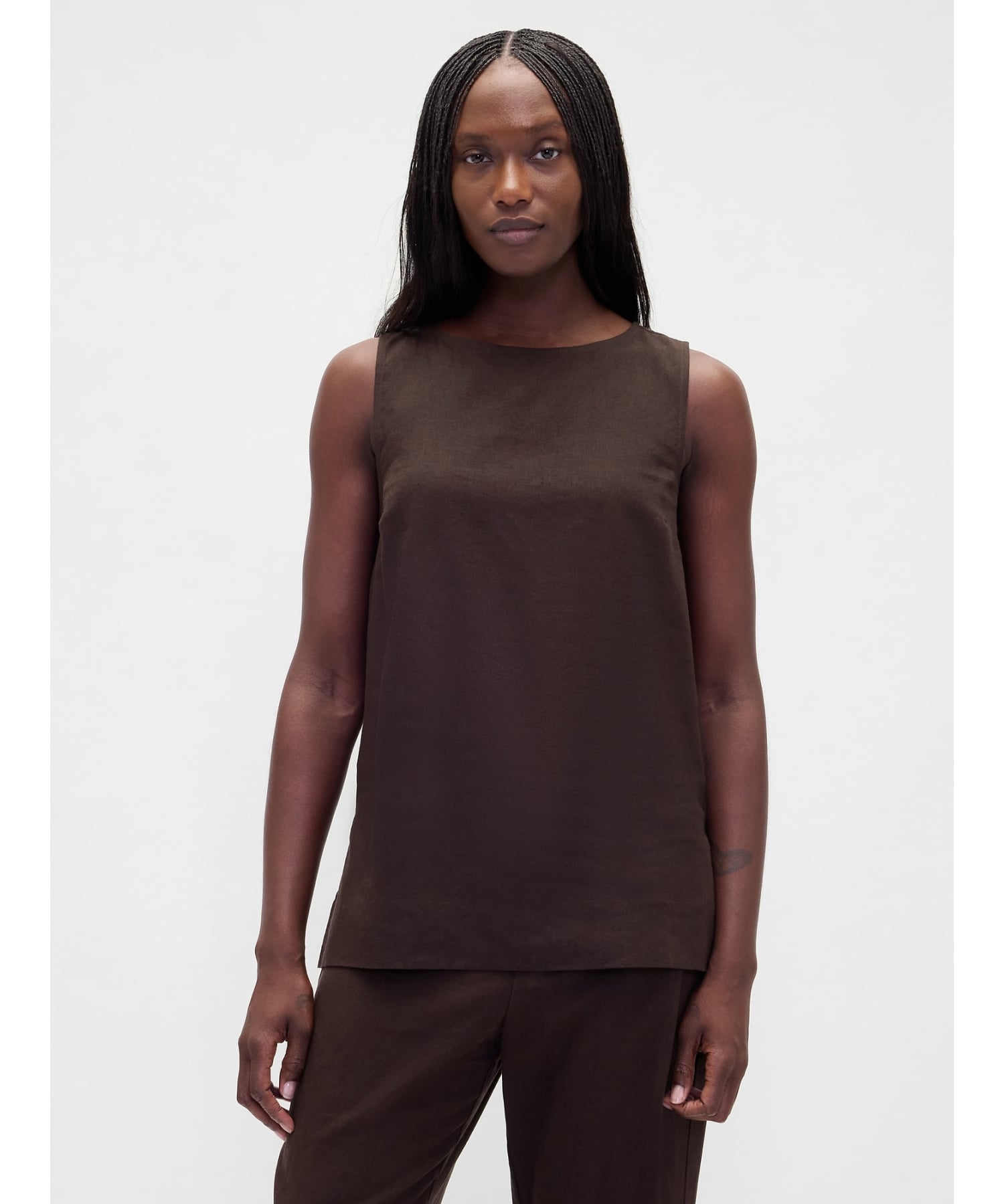 (W) Майка из льняной смеси GAP, TERRA_BROWN