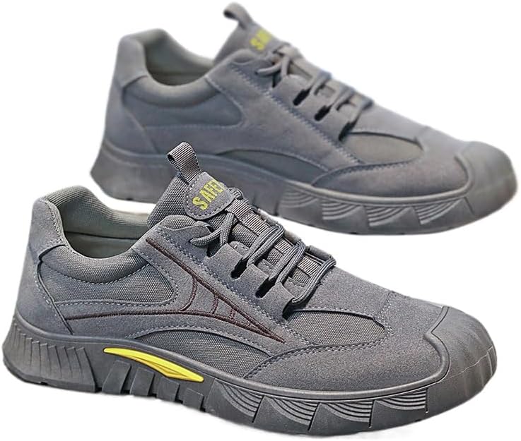 

Мужские дышащие кроссовки Qacksv, противоскользящие и прочные, для строительства, удобные ботинки для мужчин, повседневная обувь с нескользящей подошвой, серый