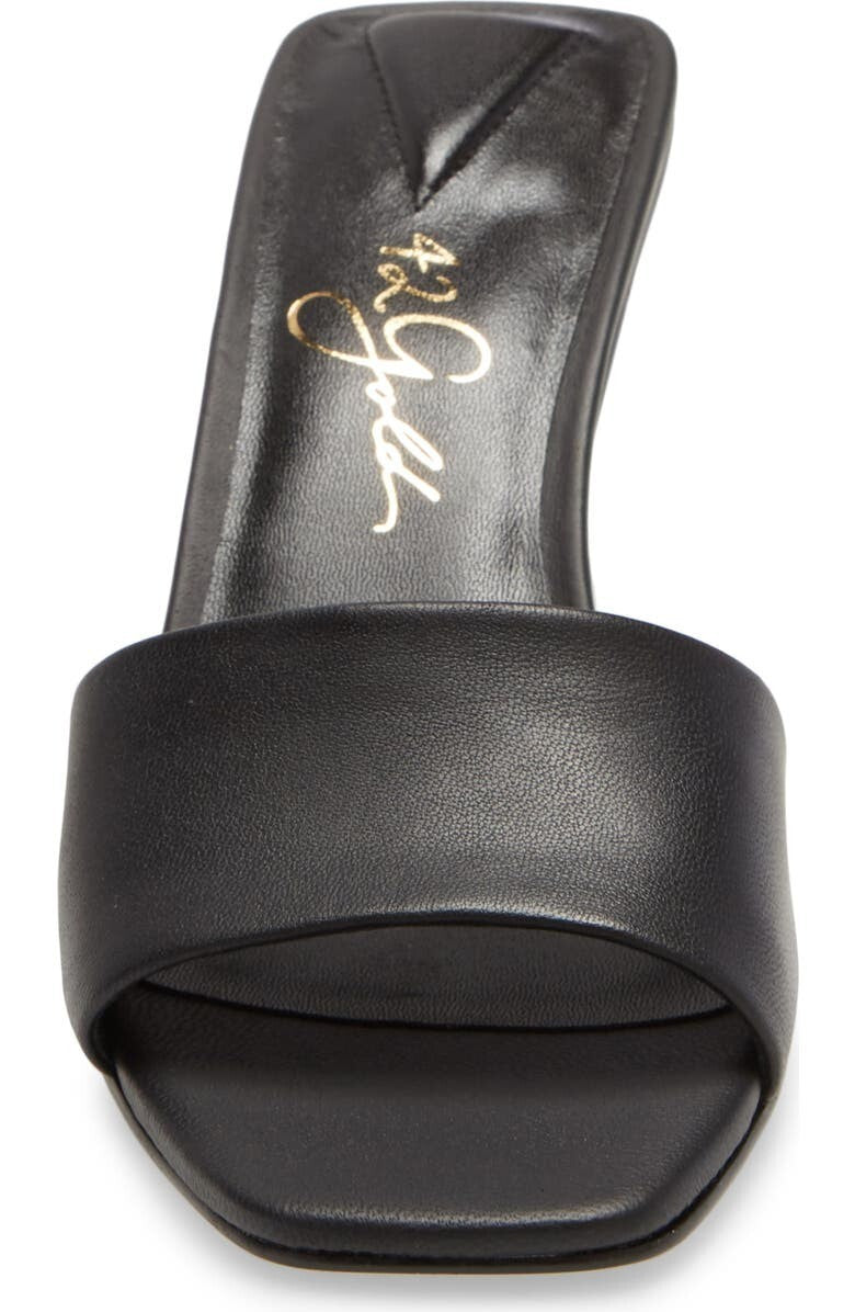 42 Gold Lilith Sandals Women's Black Leather Square Toe Stiletto Heel JOBB281 — фото 3