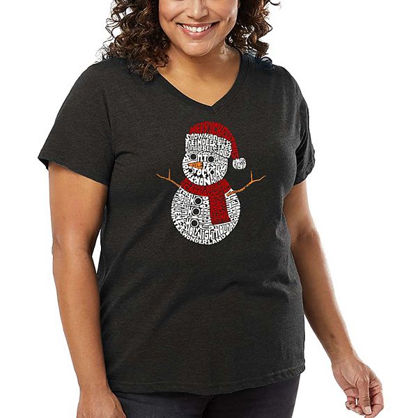 

Рождественский снеговик - женская футболка с V-образным вырезом plus size La Pop Art, Grey, Серый, Рождественский снеговик - женская футболка с V-образным вырезом plus size La Pop Art, Grey