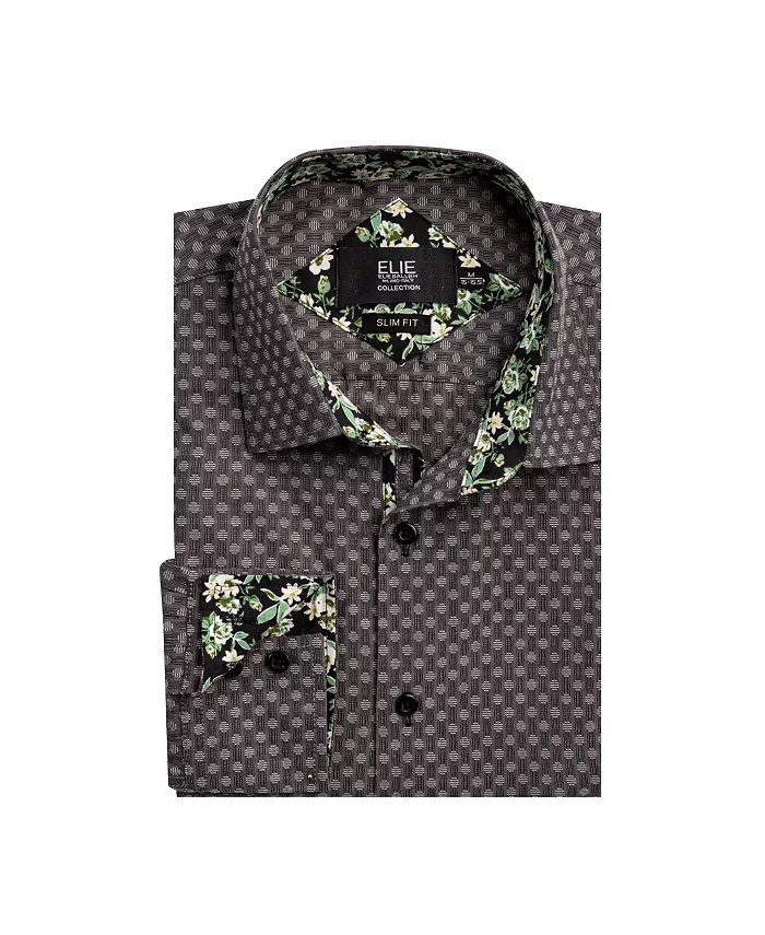

Серая рубашка с жаккардовым узором в горох для мальчиков, модель Big Boys, Slim Fit Elie Balleh, серый
