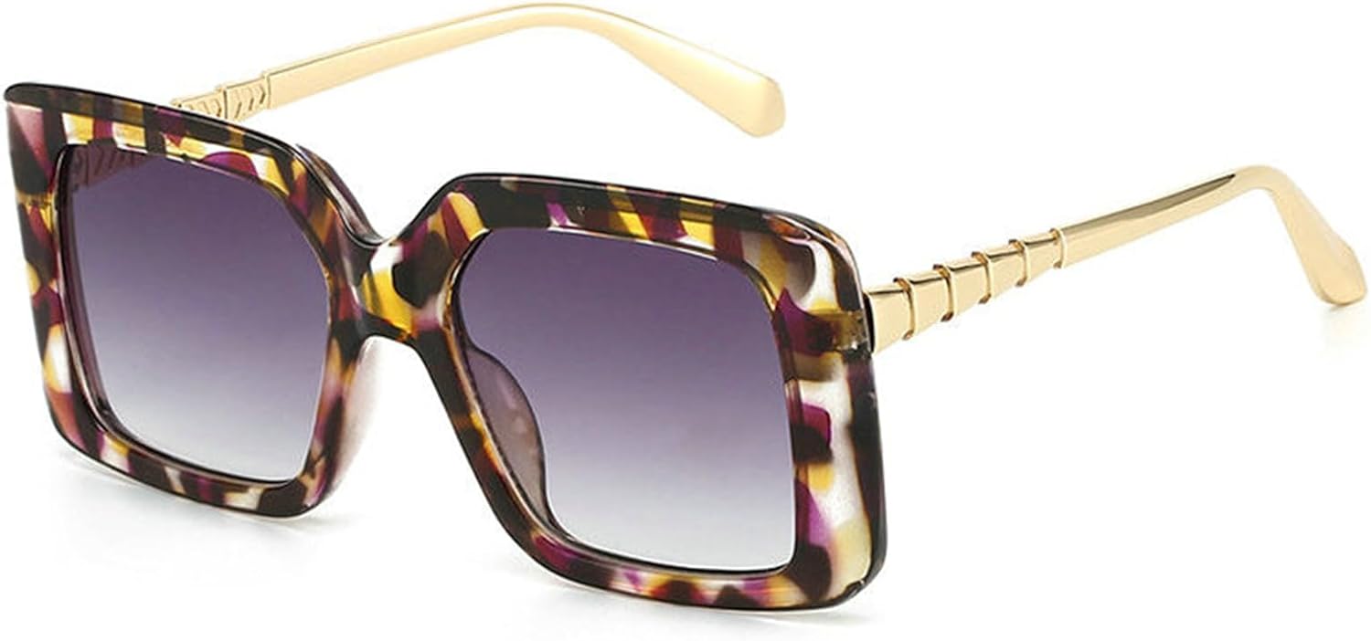 

COTIA 2025 Модные квадратные солнцезащитные очки для женщин и мужчин, увеличенного размера, с выразительным дизайном, стильные, для активного отдыха и путешествий, Grey Leopard