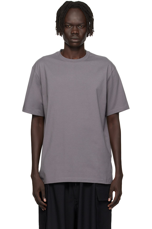 

Y-3 Серая футболка с коротким рукавом и графическим принтом