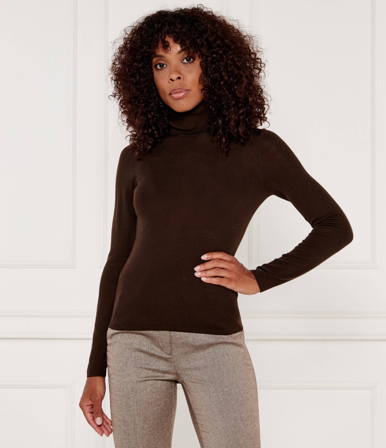 

Свитер из шерсти Tommy Hilfiger Slim Fit, коричневый