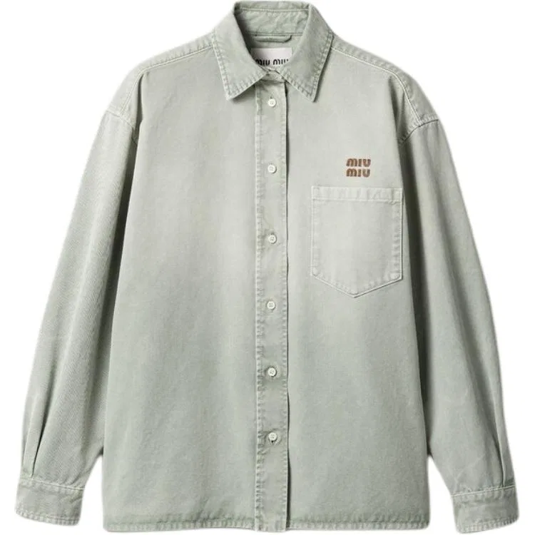 Рубашка Logo Gabardine MIU MIU, Green