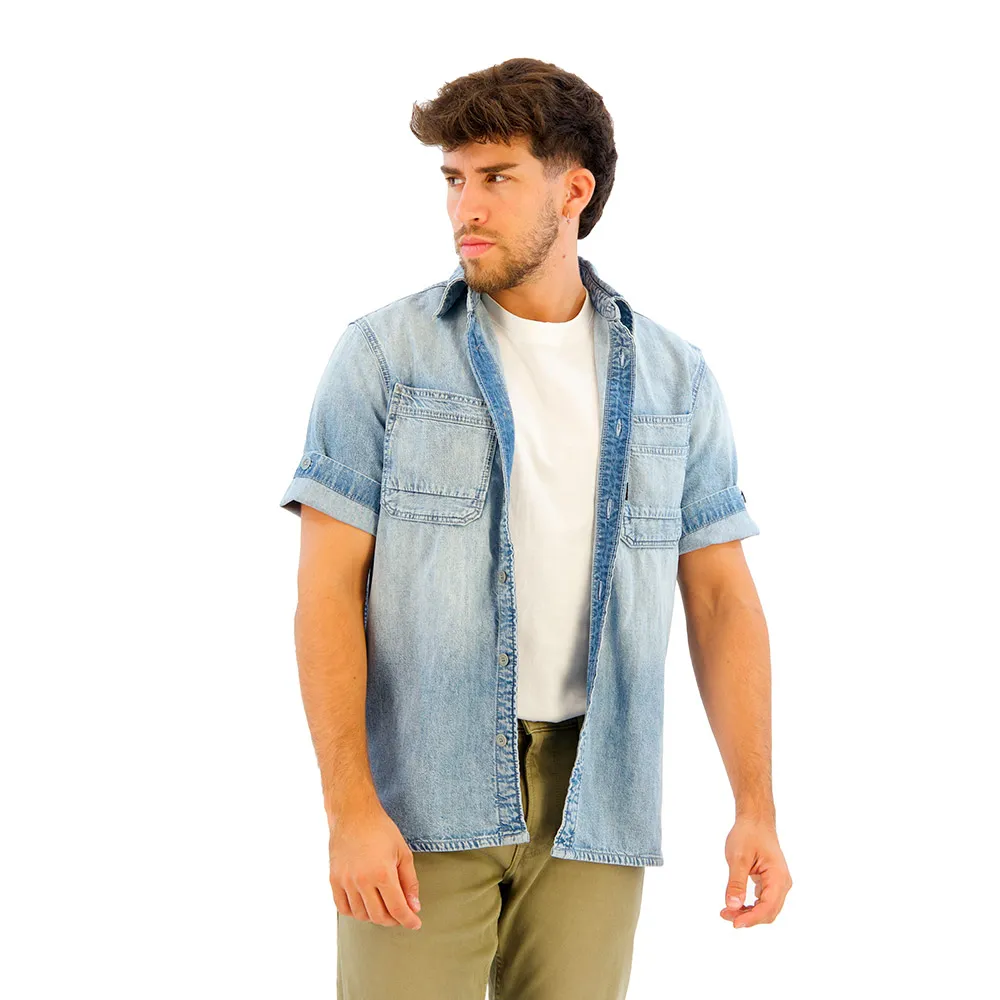 

Рубашка с коротким рукавом G-Star Slanted Double Pocket Regular, синий