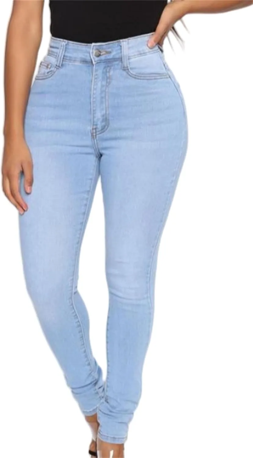 

Классические джинсы для женщин с высокой талией и эффектом подтяжки, Slim Fit