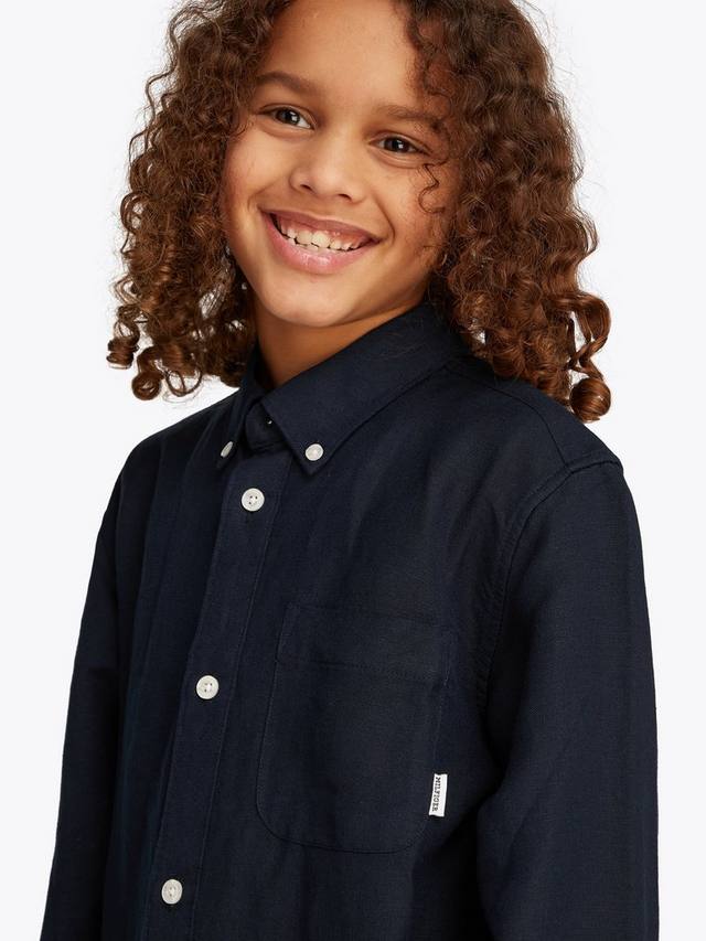Детская рубашка свободного кроя из льняной смеси Tommy Hilfiger, Dark Night Navy — фото 4