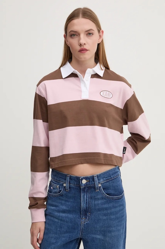 

Хлопковый лонгслив Karl Kani, коричневый