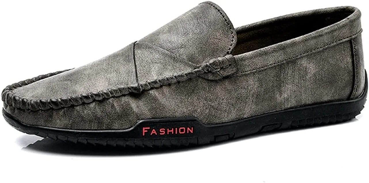 Лоферы мужские кожаные Round Toe Stitching Details, серый PUGHGAETZF