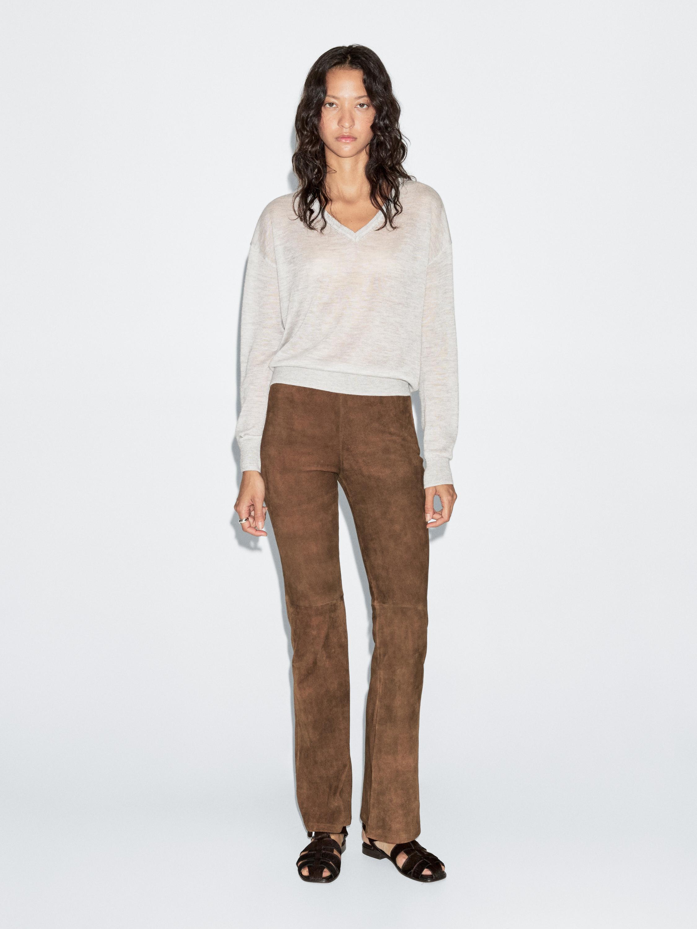 

100% кашемировый тонкий трикотажный свитер Massimo Dutti, бледно-серый