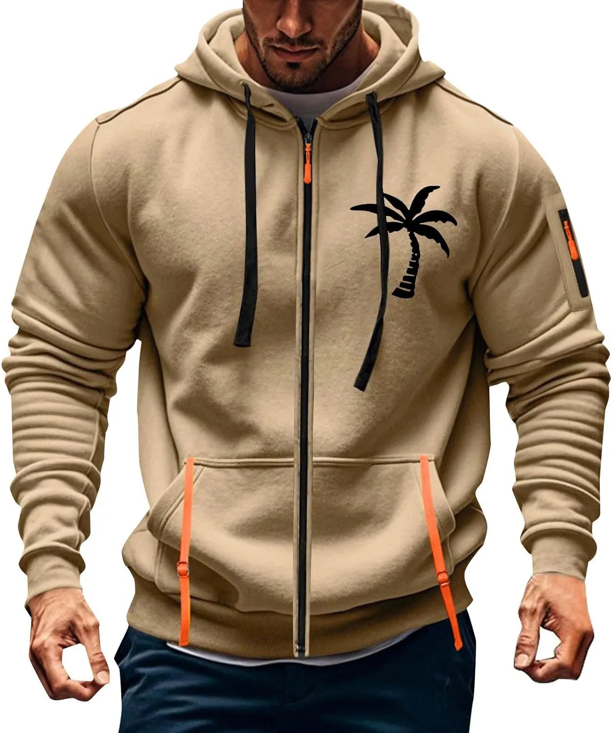 

Мужская худи с пальмами и молнией oiangi