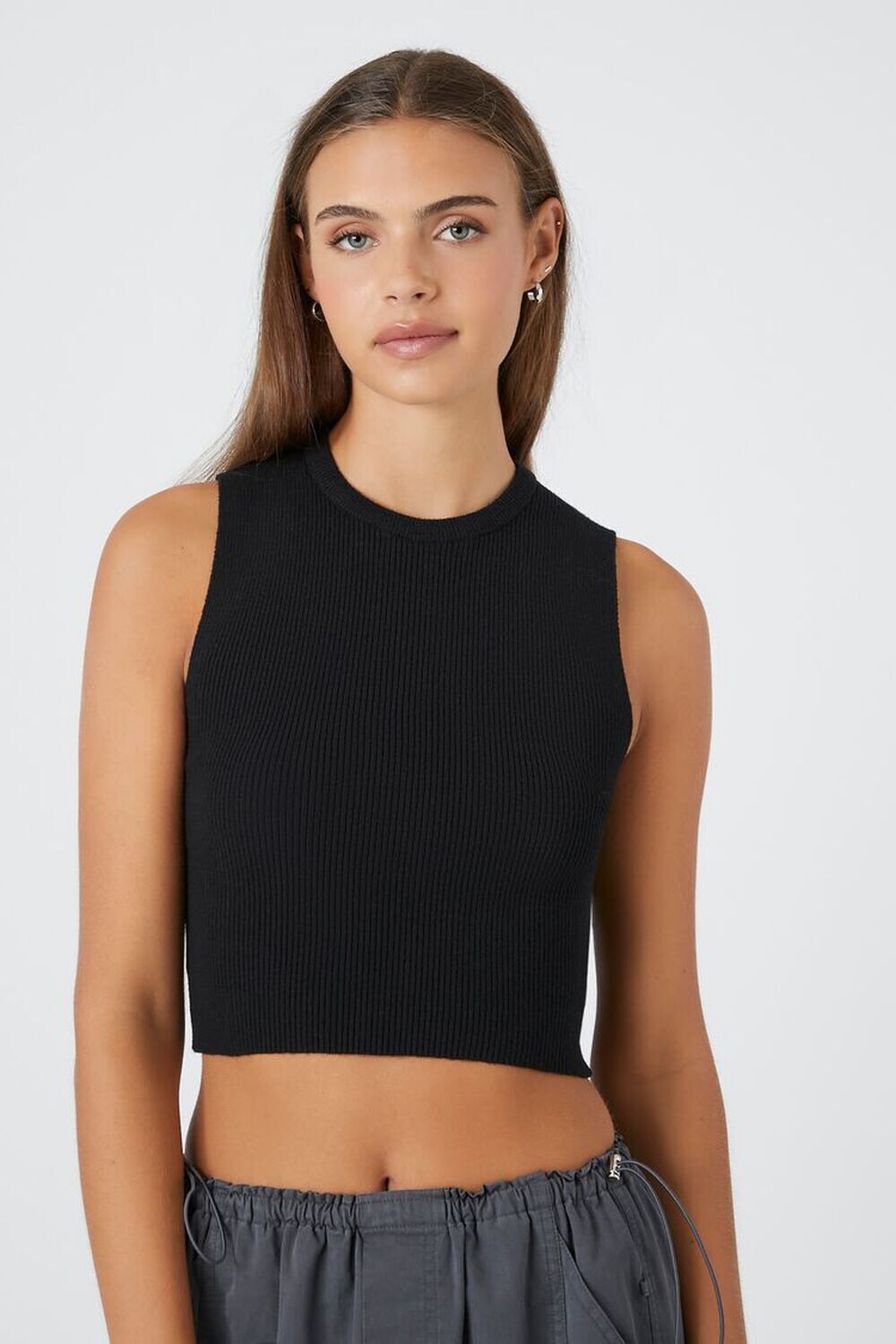

Укороченная майка вязанной вязки-свитера Forever 21, черный