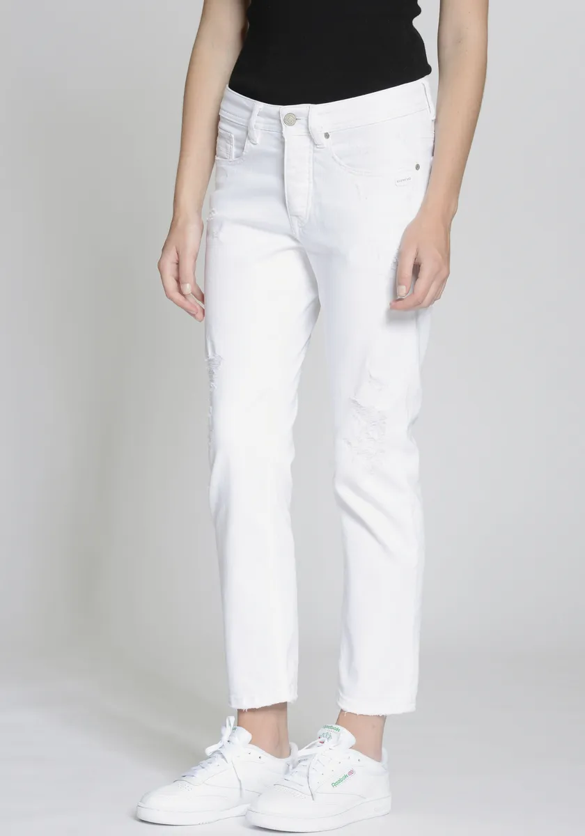 

Джинсы-бойфренды GANG "94NICA CROPPED", с прямыми и укороченными брючинами, цвет White Destroy