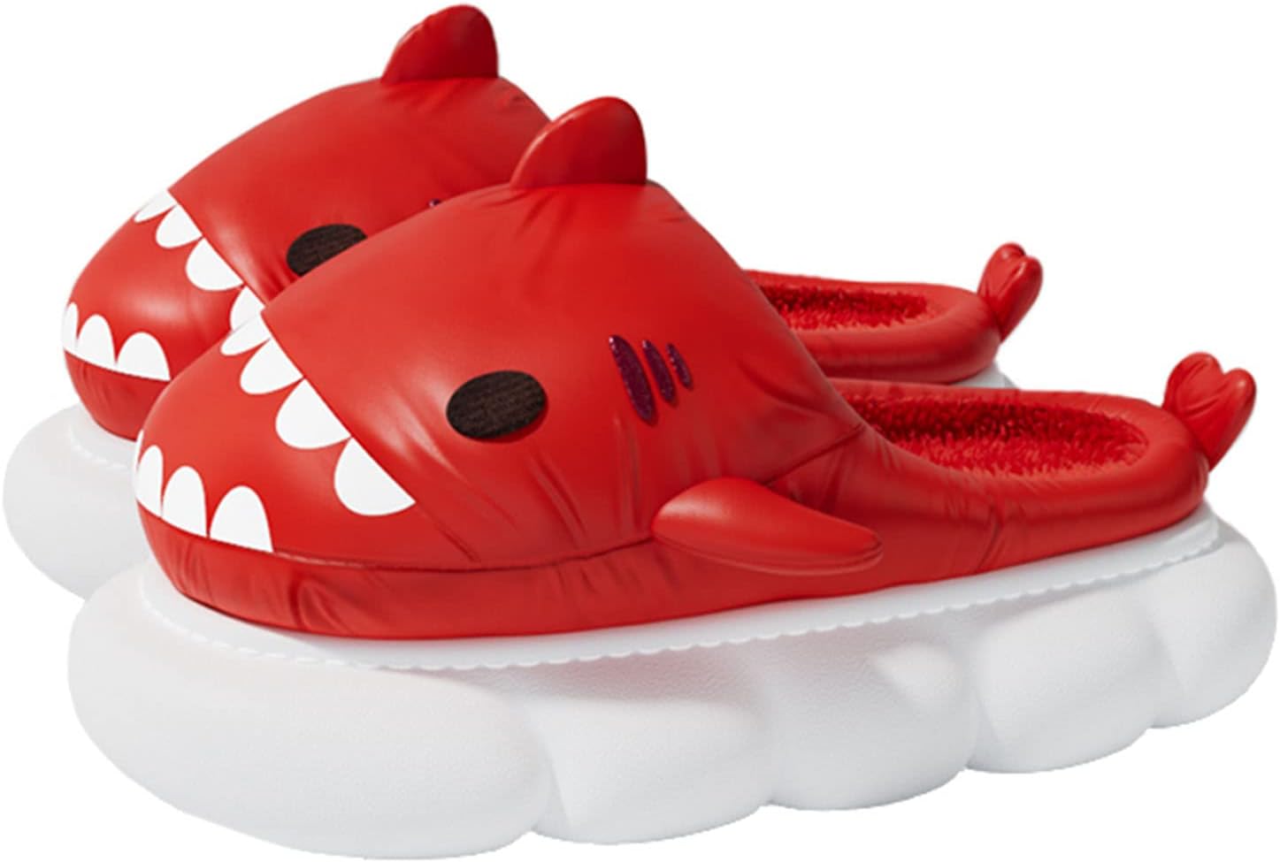 

Милые мультяшные тапочки с акулами Zureto из хлопка, зимние домашние и тапочки для женщин и мужчин, красный