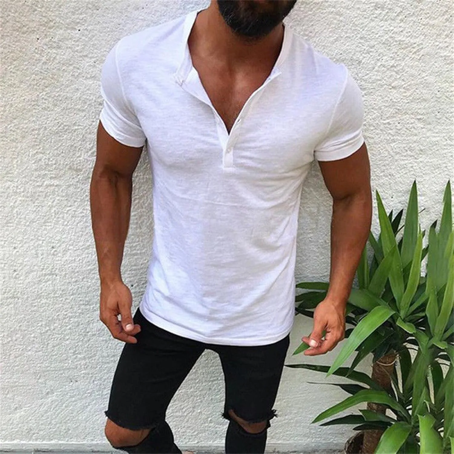 Футболка хенли slim fit с карманами — фото 2