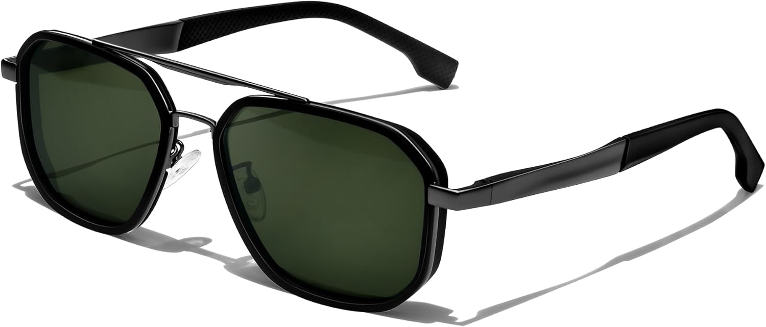 

Солнцезащитные очки-авиаторы KANASTAL для мужчин и женщин, поляризованные, в стиле милитари, с защитой от УФ-излучения UV400, металлические, шестиугольной формы, авиационные, 【a3】matte Black/Green