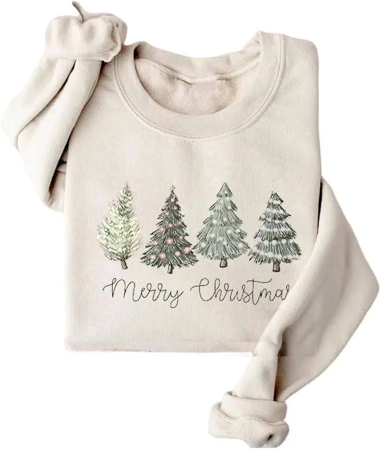 

Свитшот для женщин с новогодней елкой, Merry Christmas, флисовый Quzawgohe