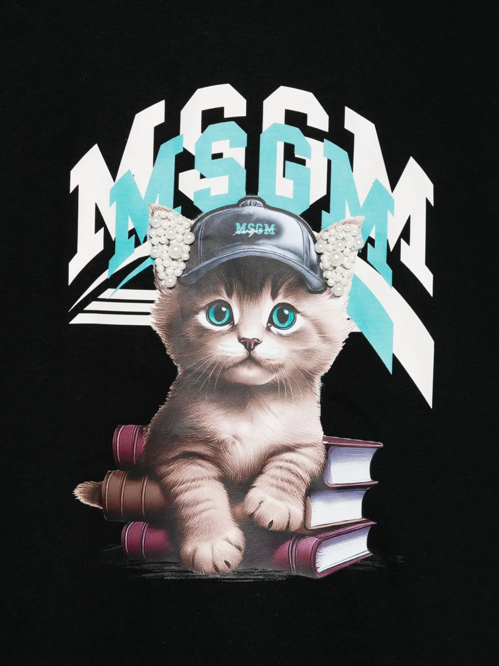Футболка из хлопка с изображением котенка MSGM Kids, черный — фото 3
